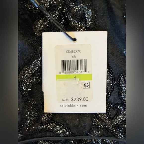 NWT Calvin Klein evening gown. Size 4. A line gown with illusion neckline. - Picture 5 of 6